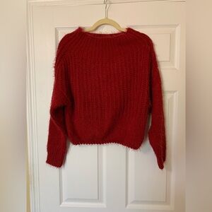 Chelsea & Violet Vibrant Cherry Red‎ Long Sleeve Sweater Size M Chic Cozy Casual